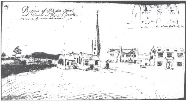 John Aubreys drawing of St Michael and All Angels Church