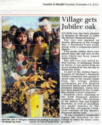 Gazette article about the Jubilee oak