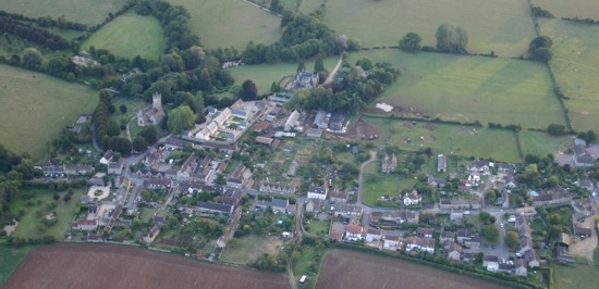 Aerial view of Kington St Michael and the church 2005
