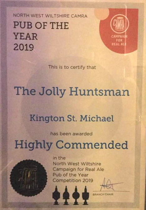 CAMRA Highly Commended Award 2019